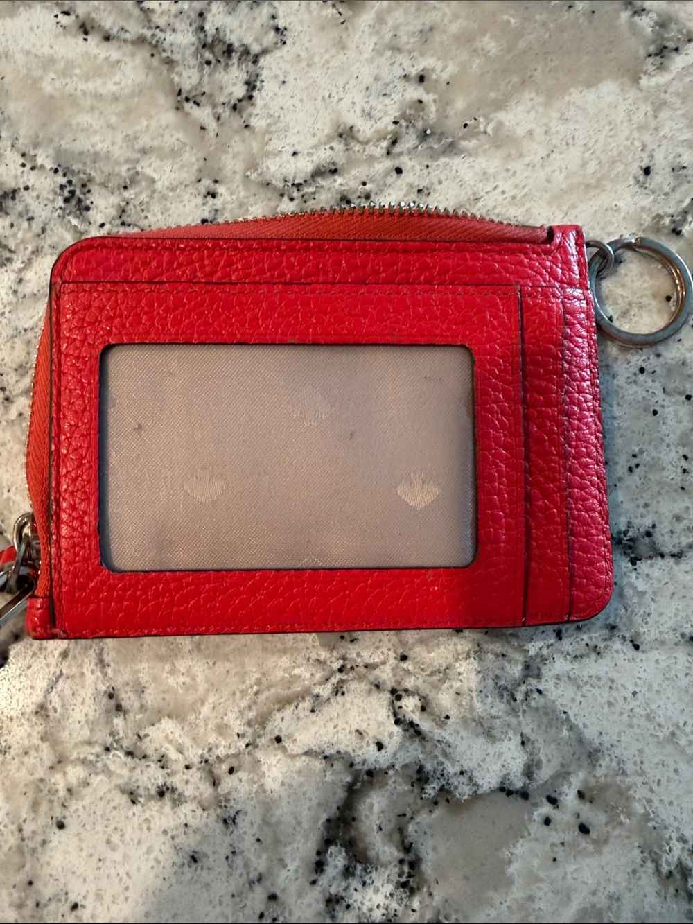 kate spade red pebbled leather wristlet card case with keyring - Picture 4 of 4